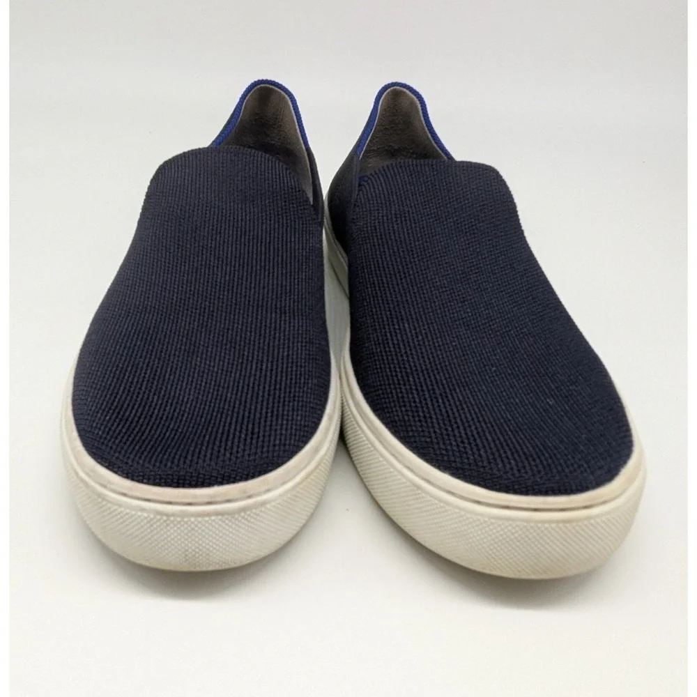 Rothys The Original Sneakers Womens Sz 8 Navy Blue Knit Slip On Shoes Loafers